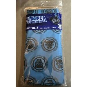 Black Panther Wakanda Forever Marvel Birthday Tablecloth 52”x70” Reusable Blue